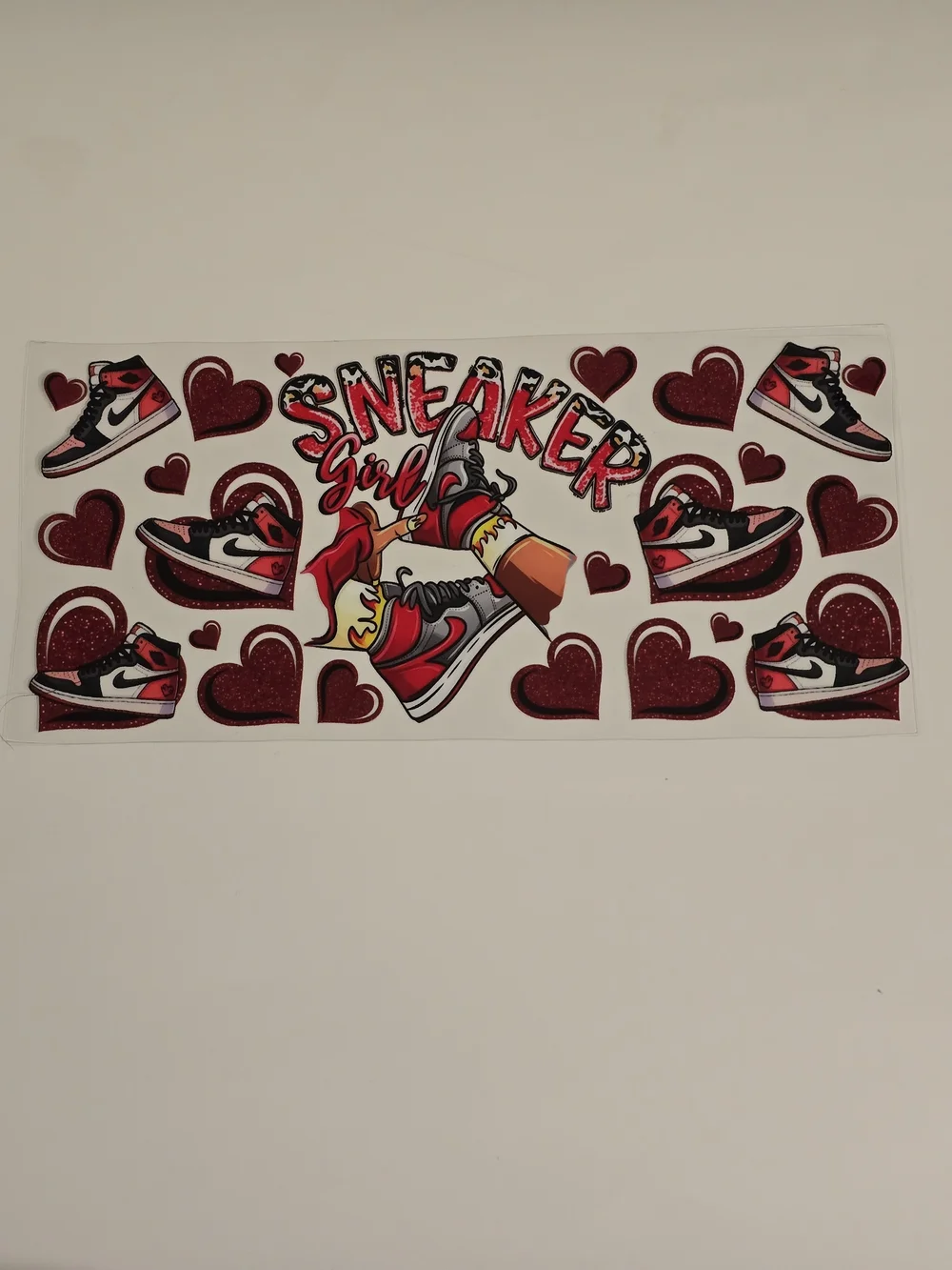 Sneaker Girl Heart UV DTF 16oz Cup Wrap Sticker Set